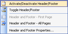 Resume and cover letter header and footer menu.